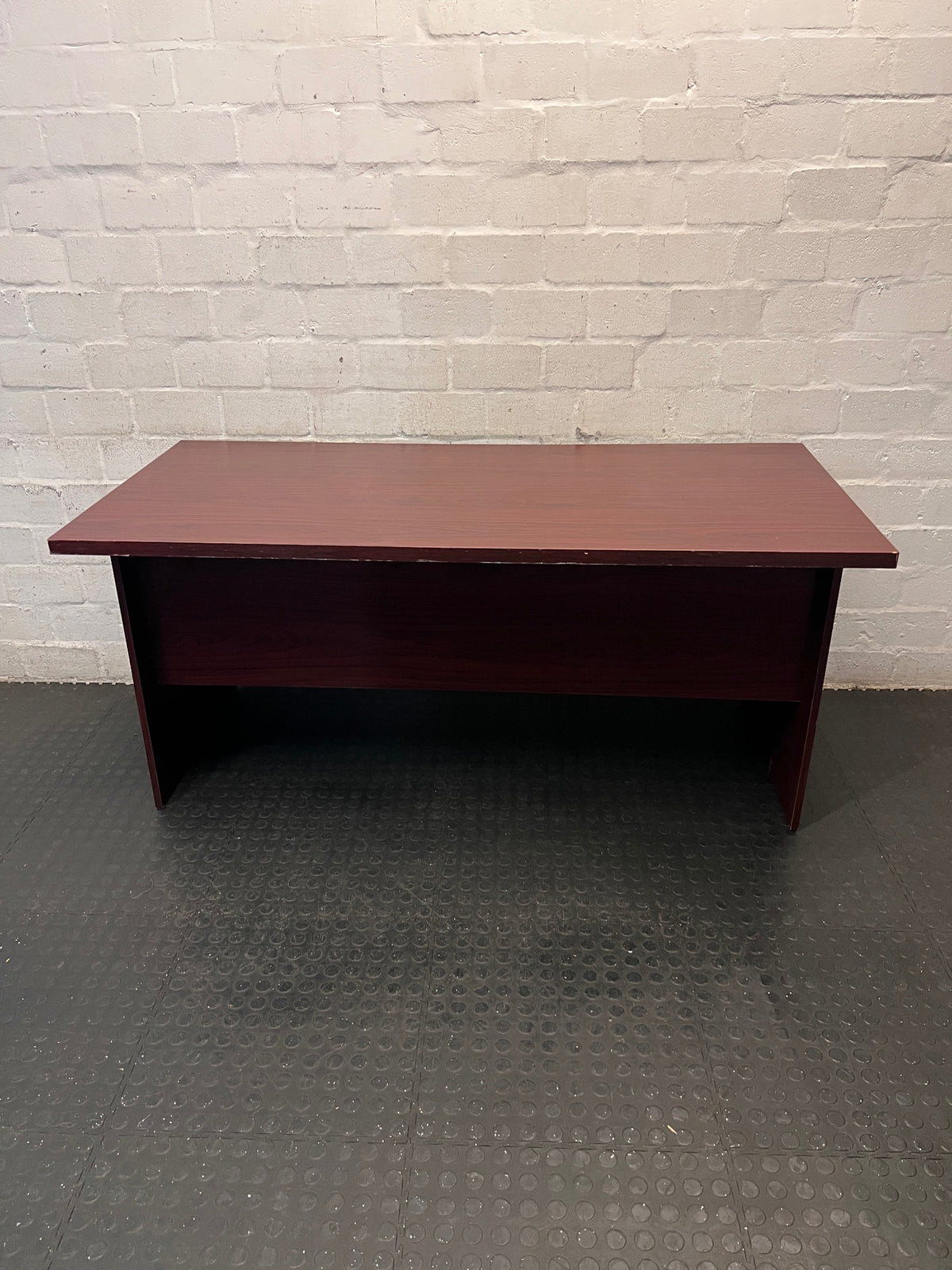 Mahogany Colour Office Desk with 2 Drawers – back view