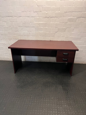 Mahogany Colour Office Desk with 2 Drawers – main front view