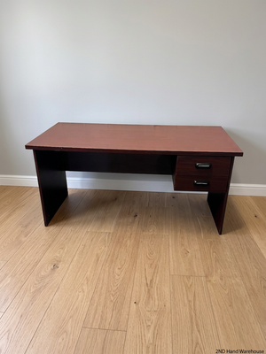 Mahogany Colour Office Desk with 2 Drawers – styled product image