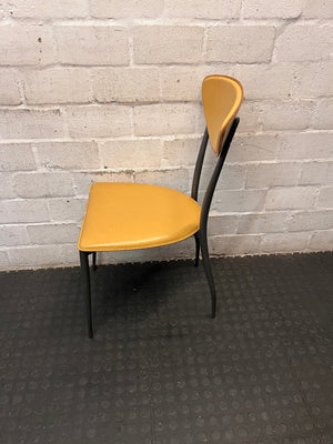 Yellow Upholstered Dining Chair with Tapered Metal Legs – condition detail