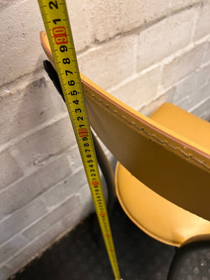 Yellow Upholstered Dining Chair with Tapered Metal Legs – height measurement