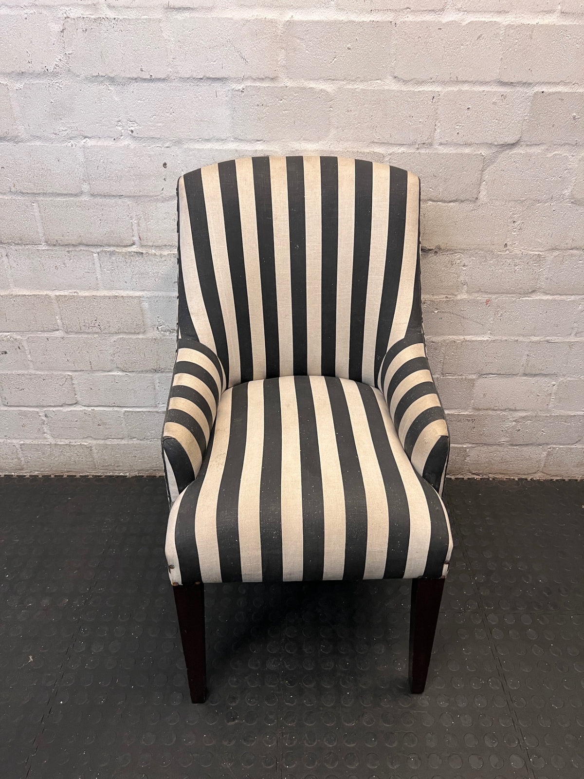 Striped Upholstered Accent Chair with Tapered Legs – main front view