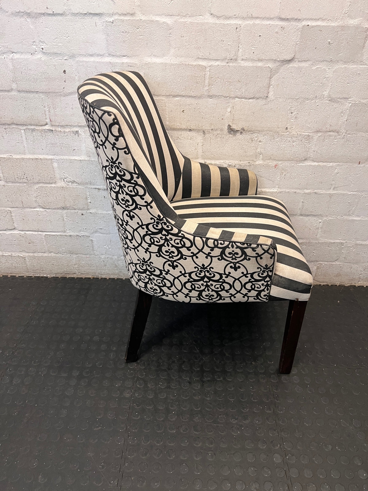 Striped Upholstered Accent Chair with Tapered Legs – top view