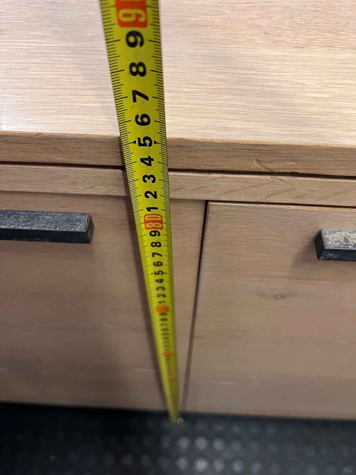Coricraft Oak Sideboard with Drawers and Cupboards – height measurement