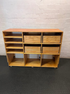 Custom Multi-Tone Wooden Storage Cabinet with Crystal Knobs – top view