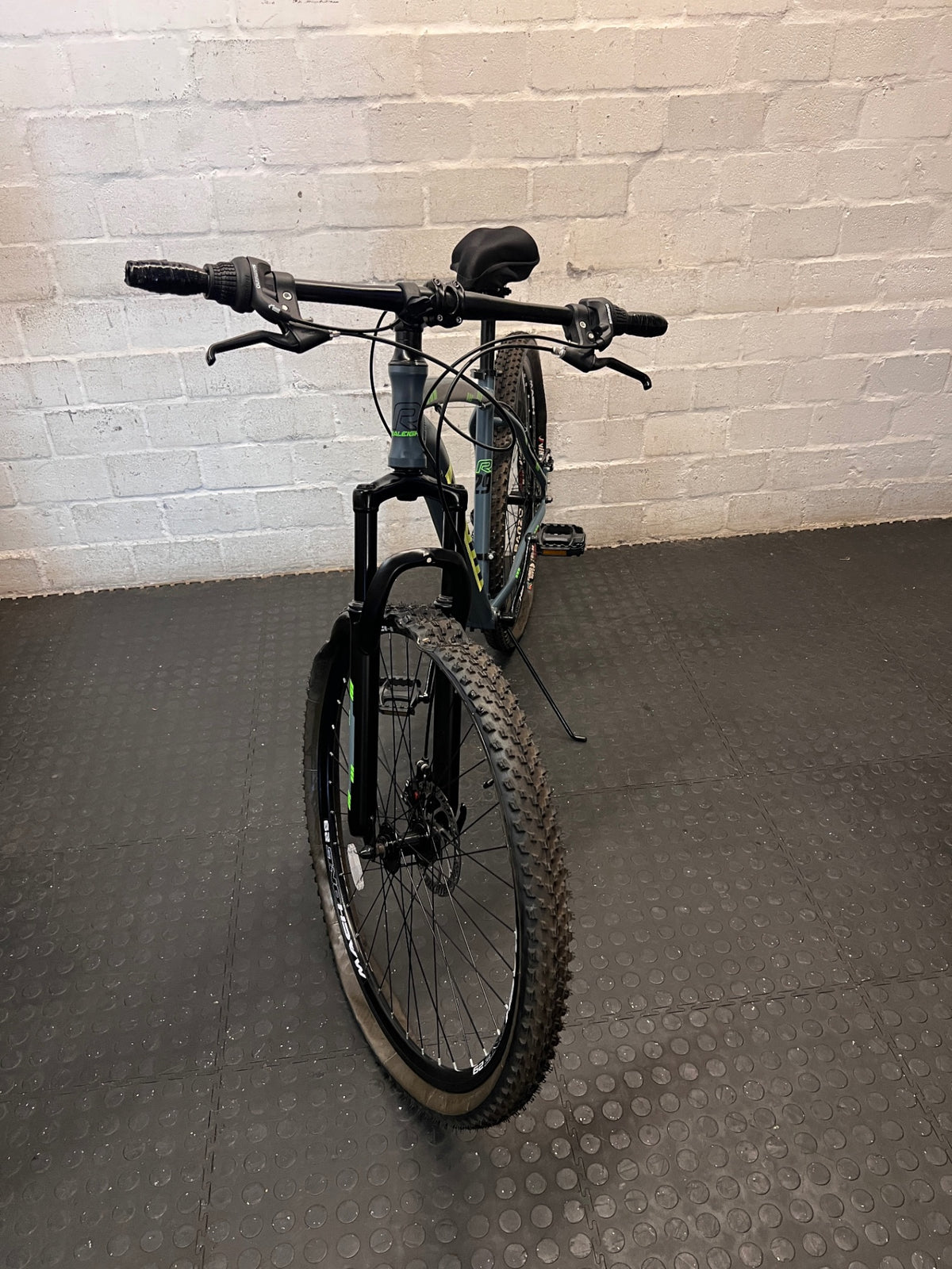 Mason Grey and Neon Mountain Bicycle – side view