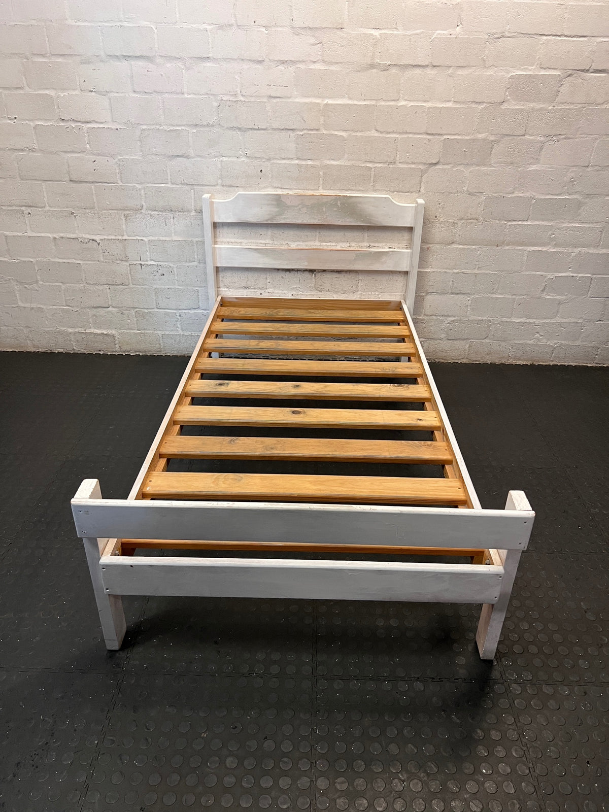 White Painted Pine Single Bed Frame – main front view