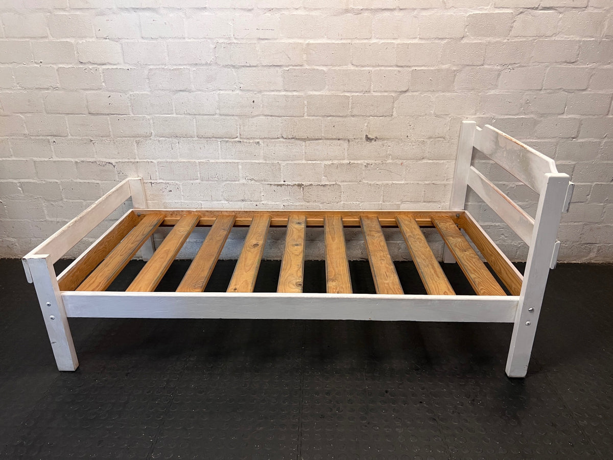 White Painted Pine Single Bed Frame – side view