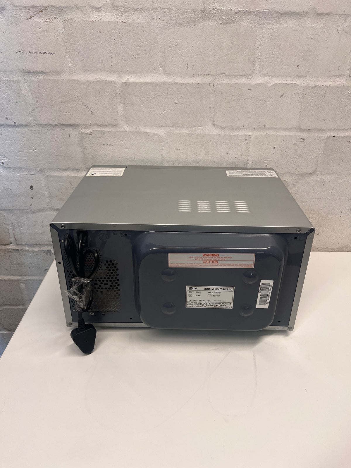 LG Silver Mirror Finish Microwave – back view