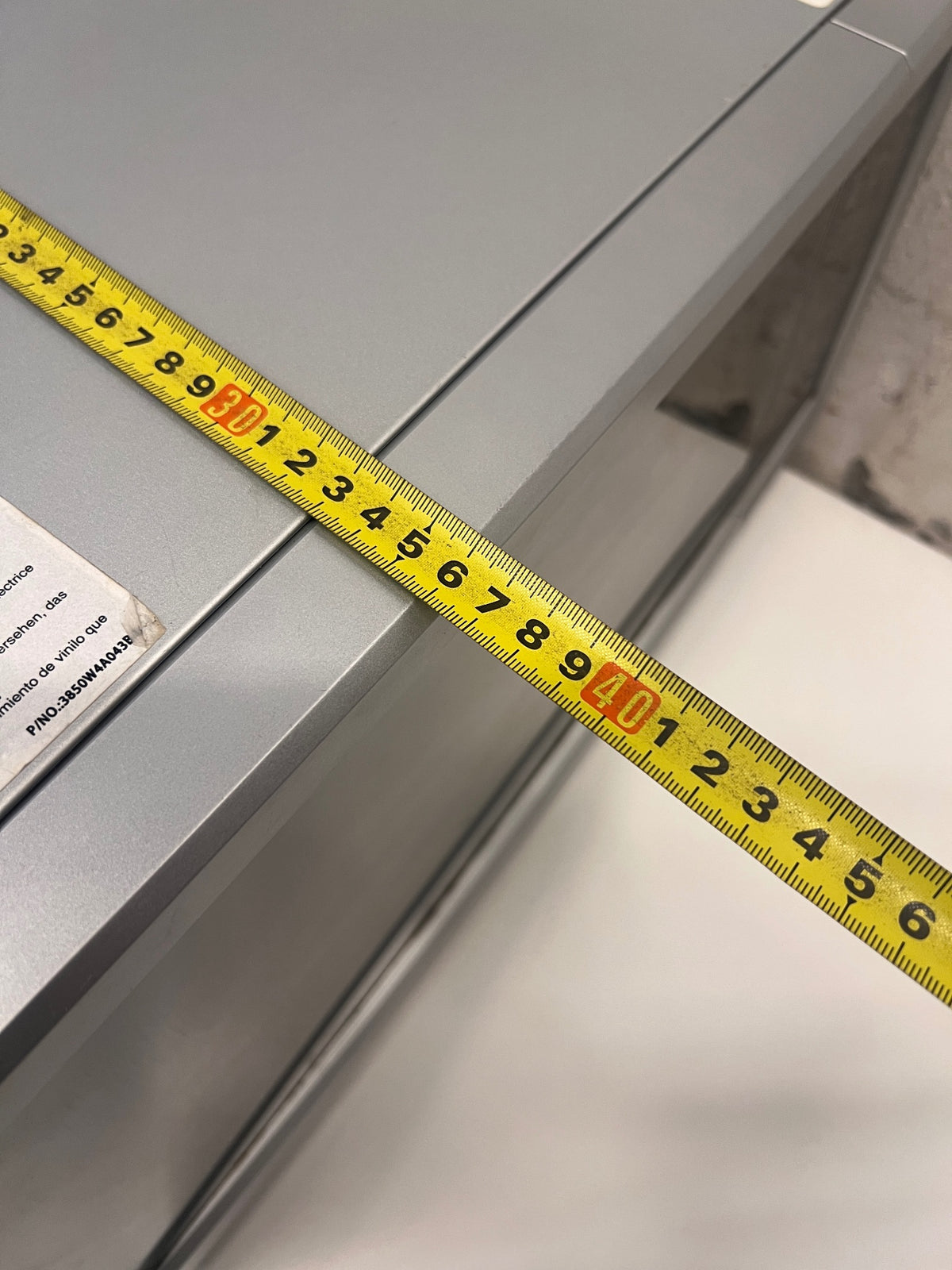 LG Silver Mirror Finish Microwave – depth measurement