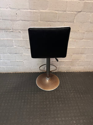 Modern Black Faux-Leather Swivel Bar Stool with Chrome Base — Damaged Condition – condition detail