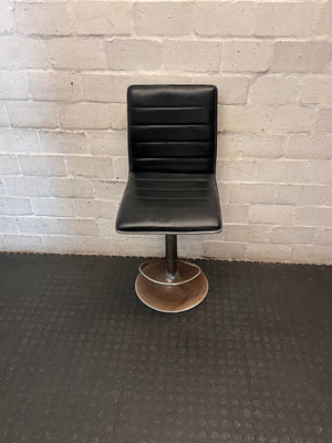 Modern Black Faux-Leather Swivel Bar Stool with Chrome Base — Damaged Condition – main front view