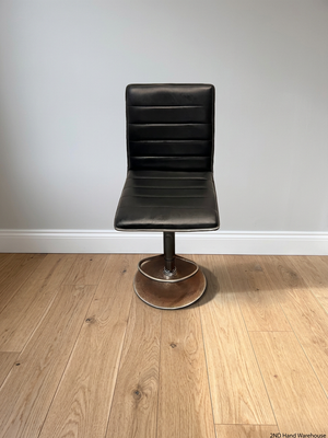 Modern Black Faux-Leather Swivel Bar Stool with Chrome Base — Damaged Condition – styled product image