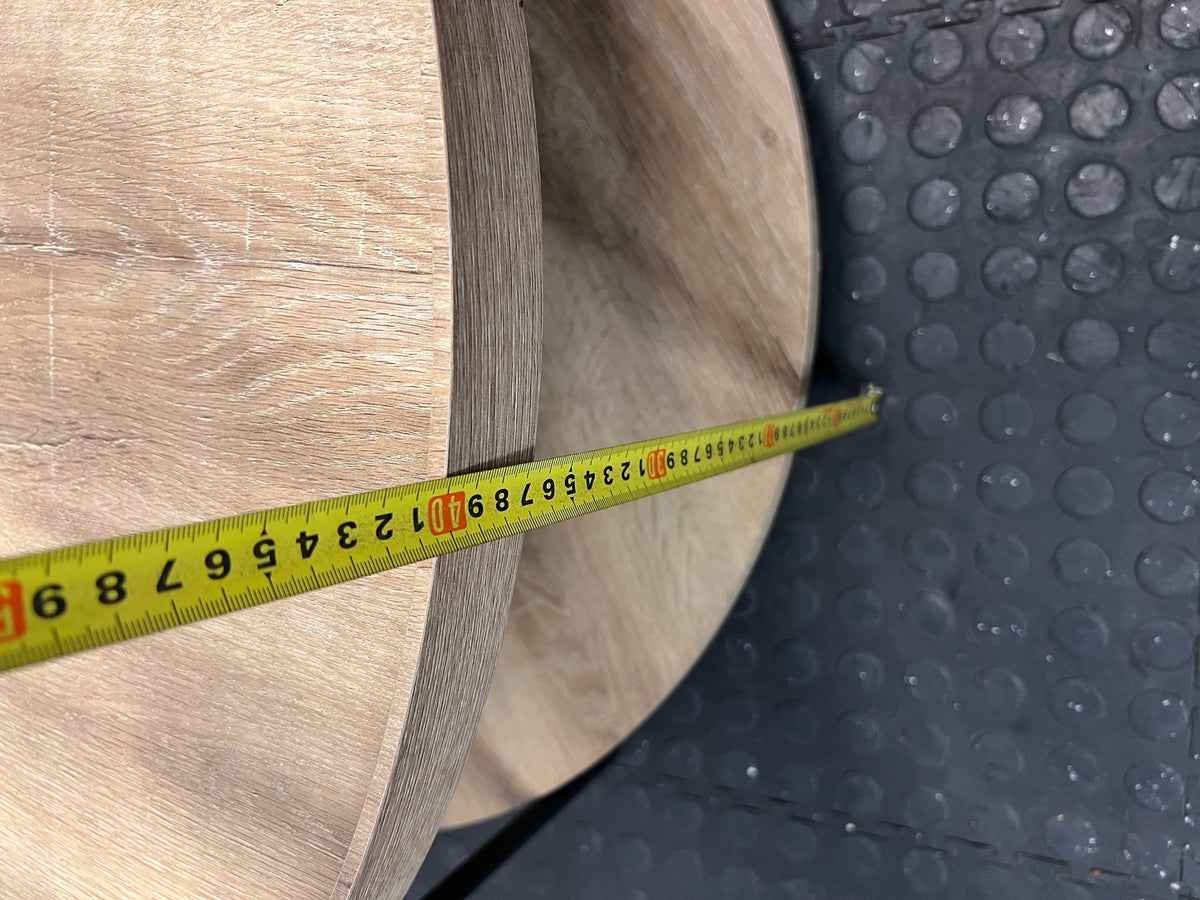 Round Wood and Metal Coffee Table with Storage Shelf – height measurement