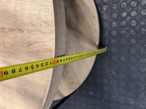 Round Wood and Metal Coffee Table with Storage Shelf – height measurement