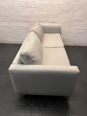 Light Grey 3 Seater Couch with Tapered Wooden Legs – back view