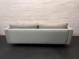 Light Grey 3 Seater Couch with Tapered Wooden Legs – condition detail