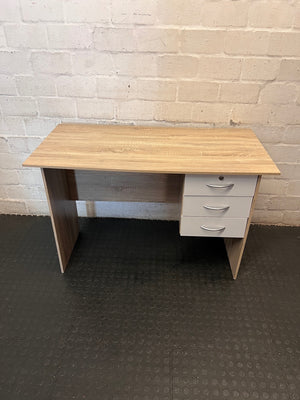 Light Wood Office Desk with 3 Drawers – main front view