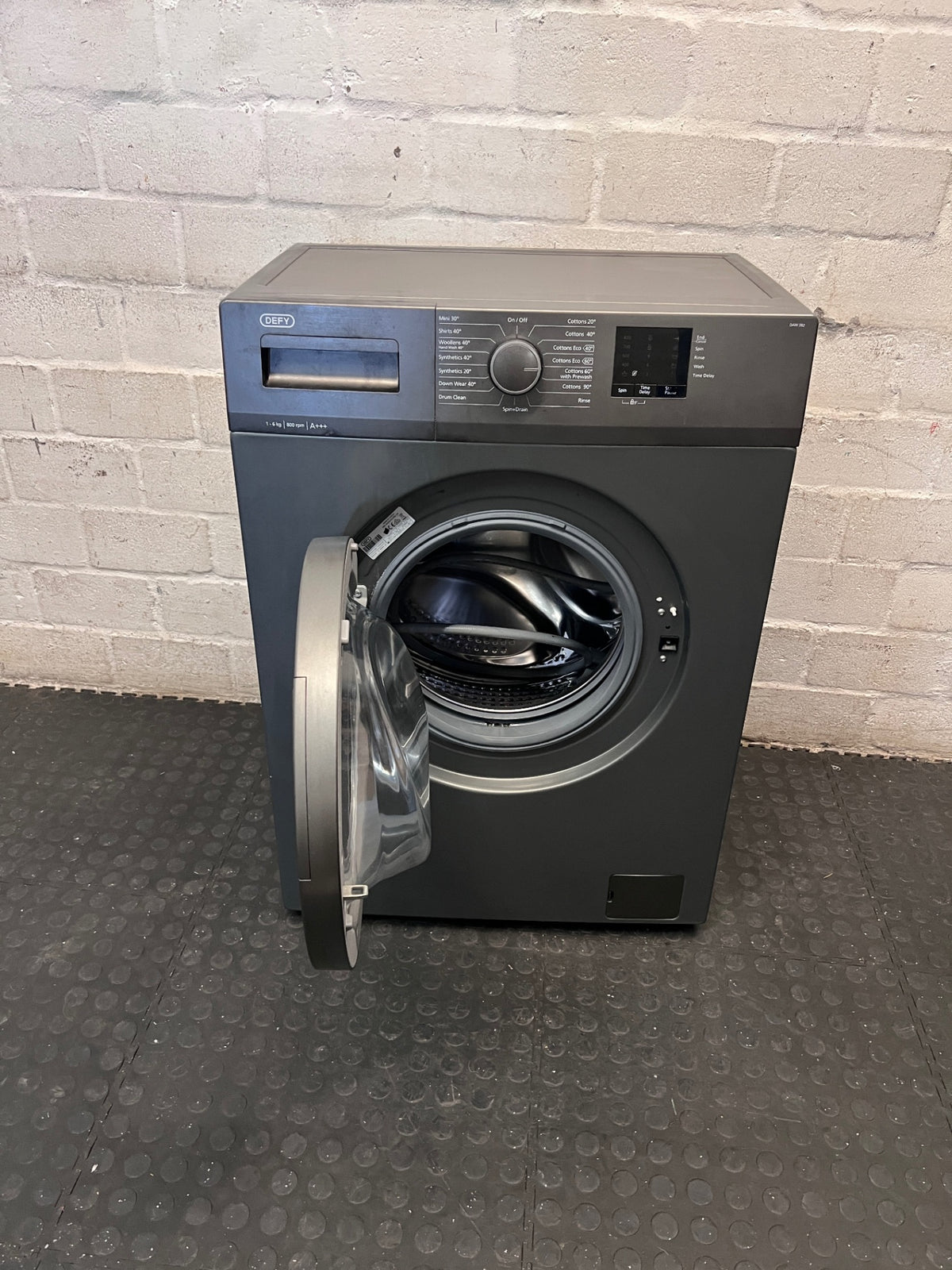 Defy 6kg Front Loader Washing Machine in Manhattan Grey – side view