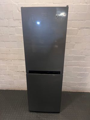 Defy 54cm Satin Metallic Fridge Freezer — Broken Drawer Covers – main front view
