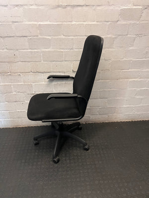 Black High-Back Upholstered Office Chair – side view