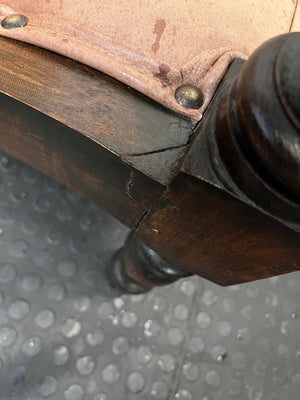 Vintage Wooden Armchair with Tan Upholstery – top view
