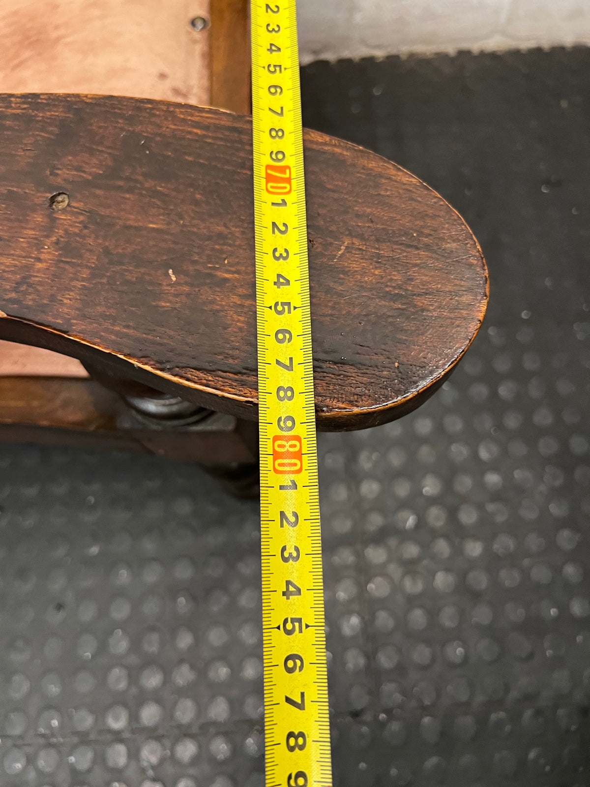 Vintage Wooden Armchair with Tan Upholstery – width measurement