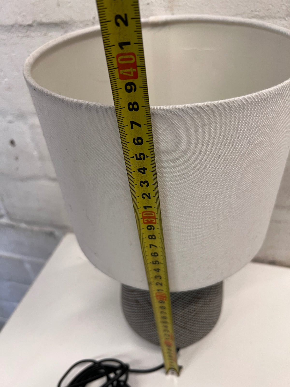 Patterned Base Table Lamp with White Fabric Shade – height measurement