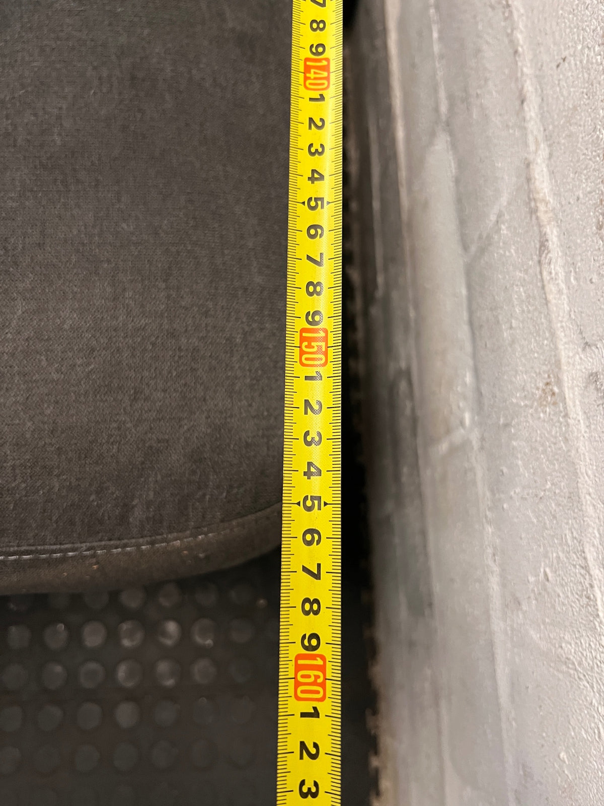 Grey L-Shaped Sectional Couch with Tapered Legs – depth measurement