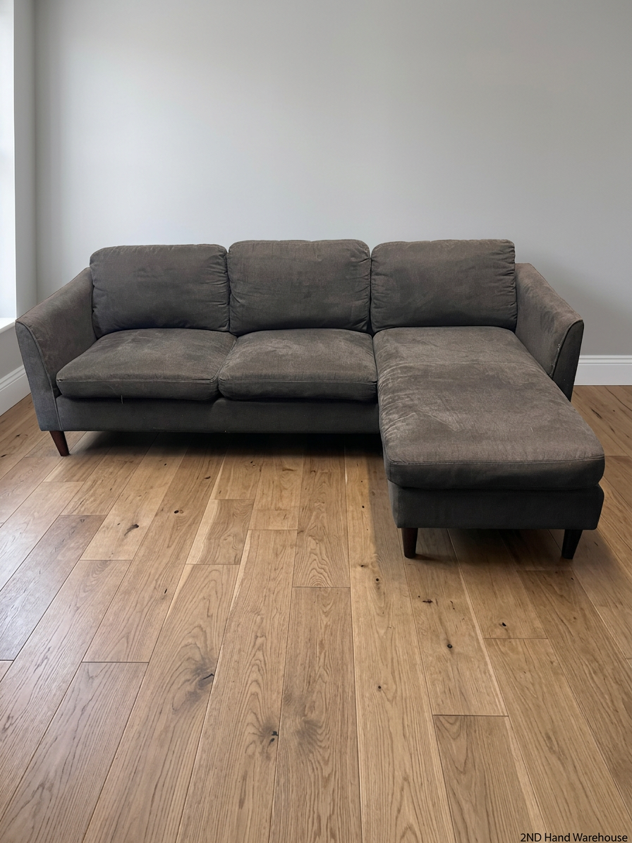 Grey L-Shaped Sectional Couch with Tapered Legs – styled product image