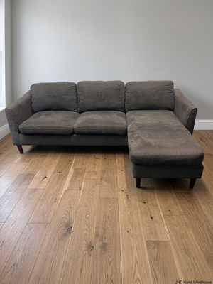 Grey L-Shaped Sectional Couch with Tapered Legs – styled product image