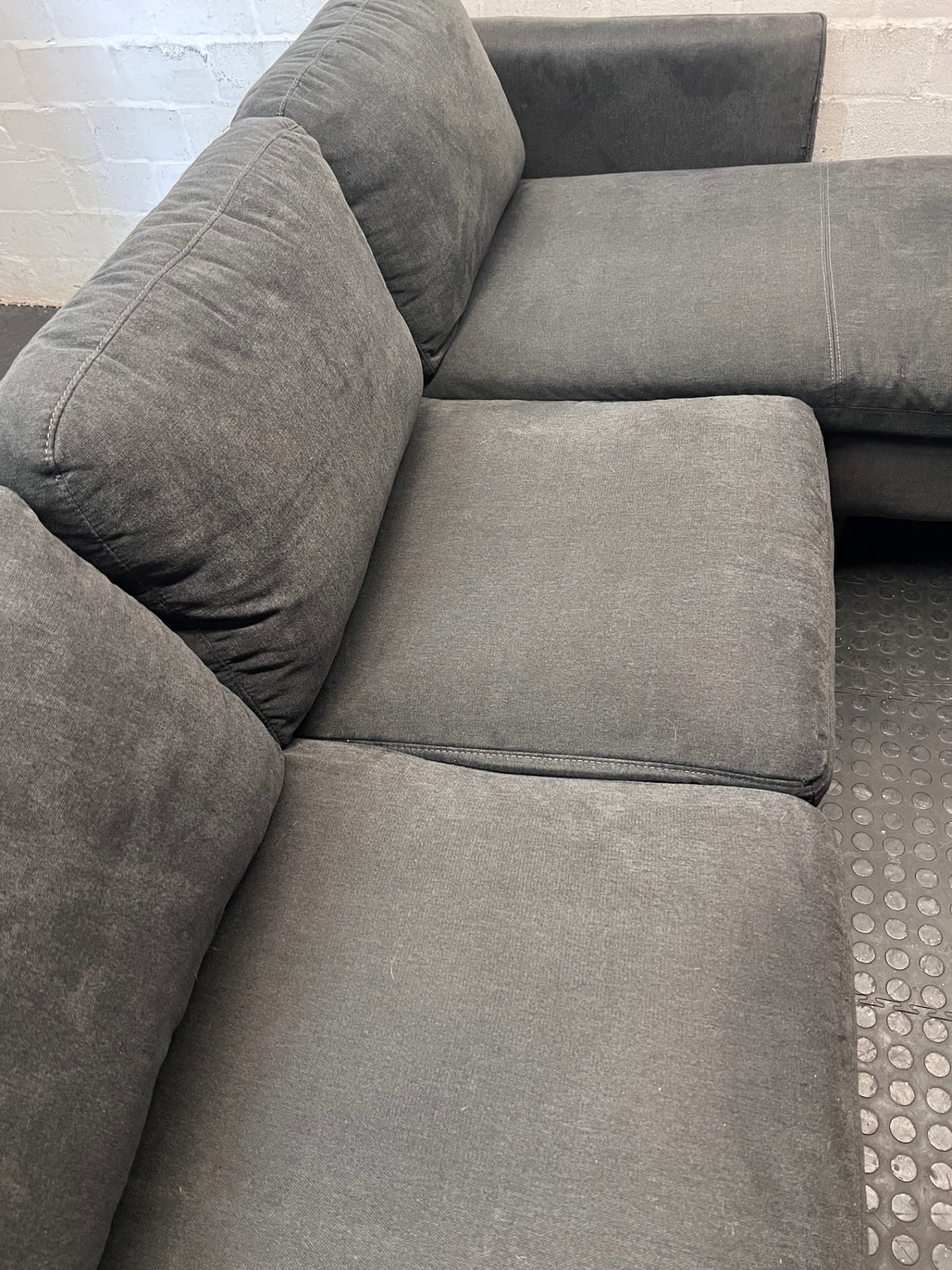 Grey L-Shaped Sectional Couch with Tapered Legs – top view