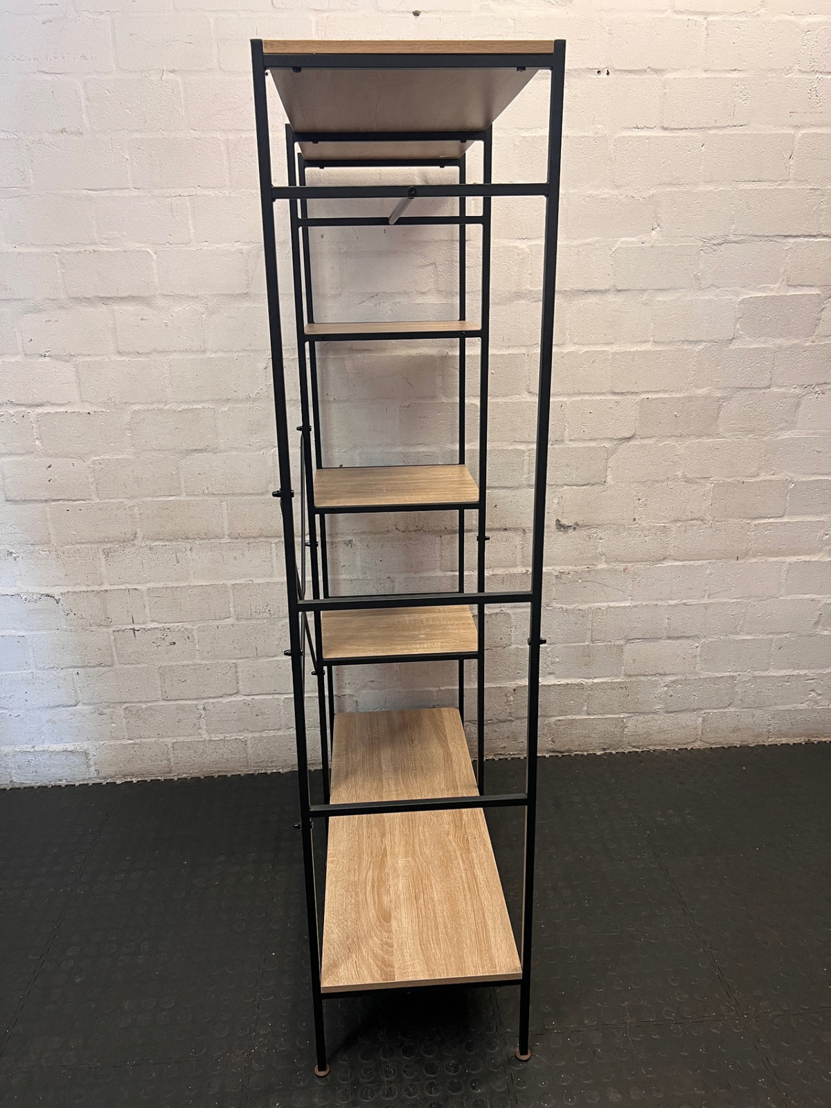 Industrial Style Metal and Wood Wardrobe Shelf Unit – back view