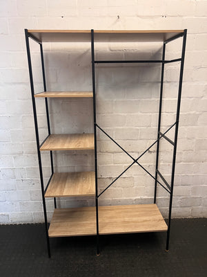 Industrial Style Metal and Wood Wardrobe Shelf Unit – condition detail