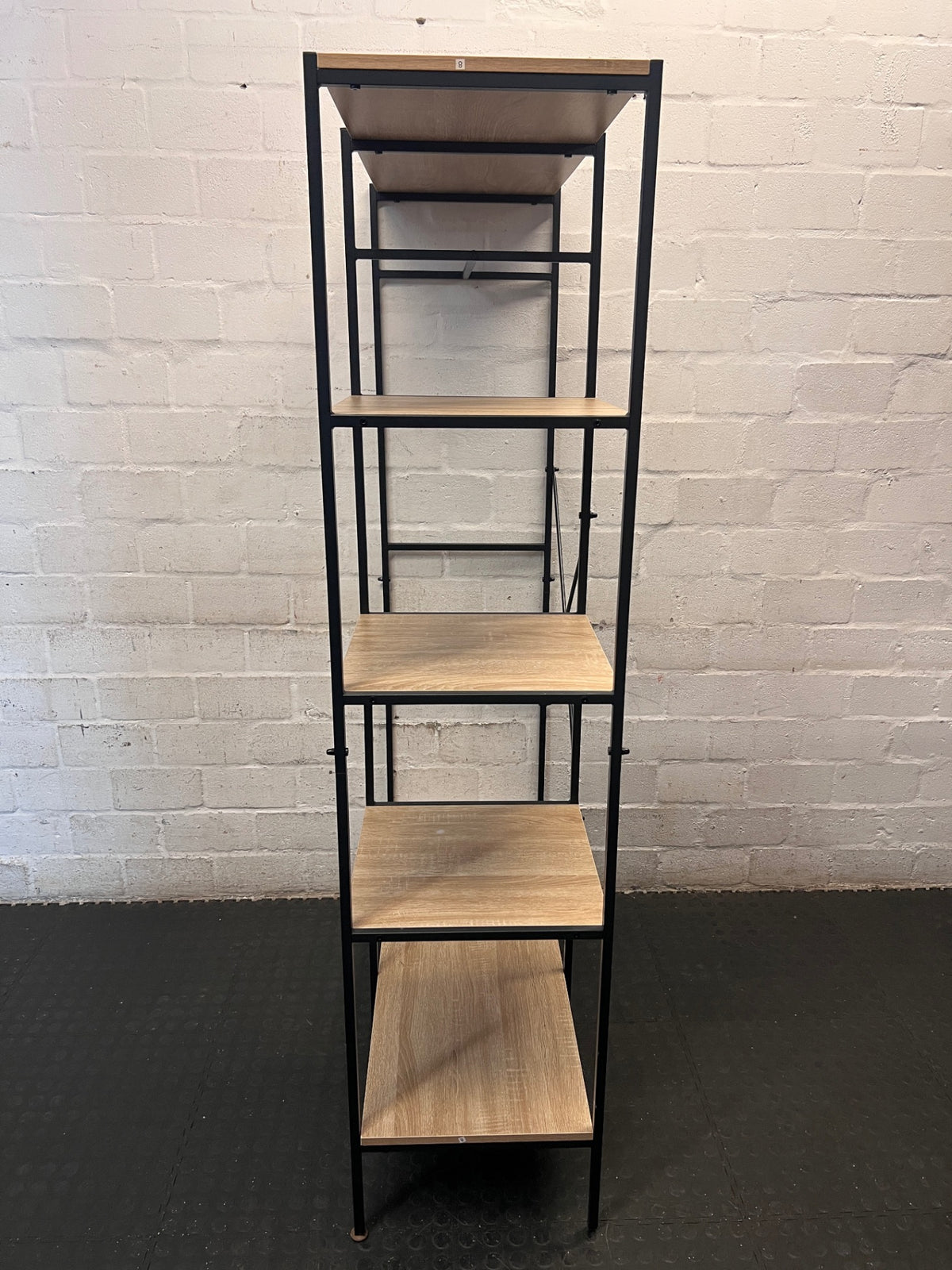 Industrial Style Metal and Wood Wardrobe Shelf Unit – side view