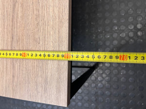 Industrial Oak Finish Coffee Table with Black Metal Frame – depth measurement