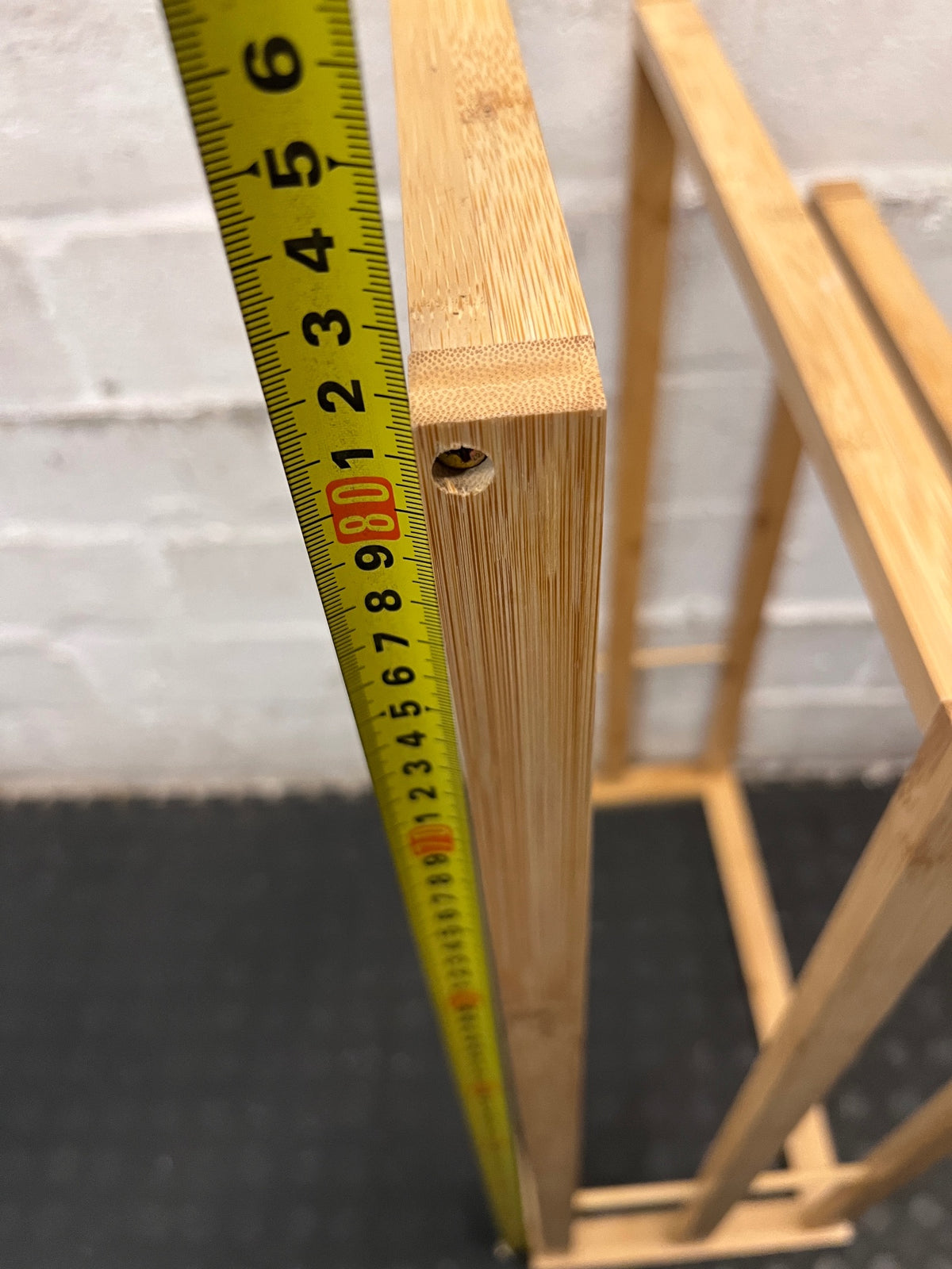 Freestanding Oak-Tone Tiered Towel Rail – height measurement