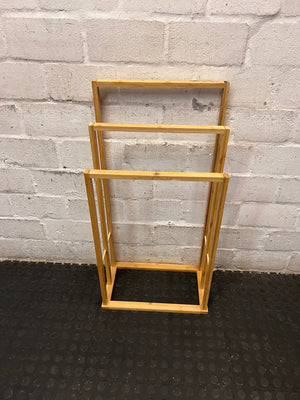 Freestanding Oak-Tone Tiered Towel Rail – main front view