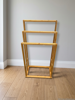Freestanding Oak-Tone Tiered Towel Rail – styled product image