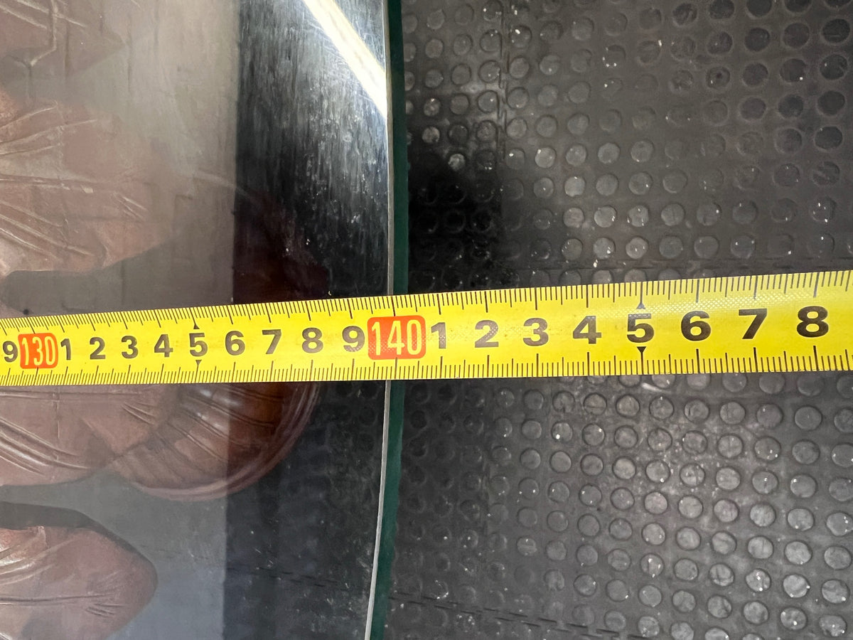 Round Glass Top Dining Table with Carved Leaf Base – width measurement