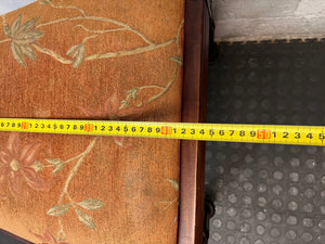 Hand-Carved Dark Wood Dining Chair with Floral Seat – width measurement
