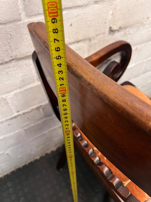 Carved Wooden Armchair with Floral Upholstered Seat – height measurement