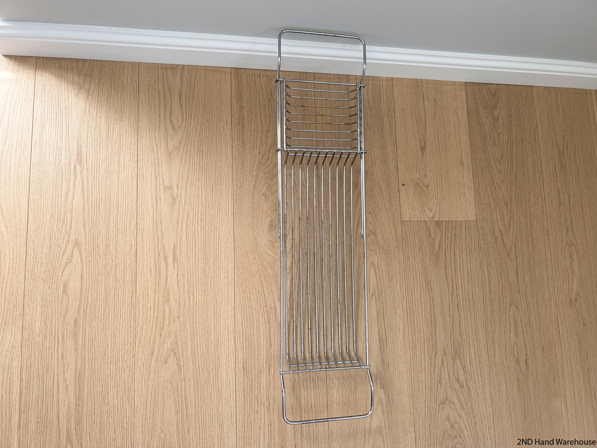 Silver Wire Metal Bath Tray Bridge – styled product image