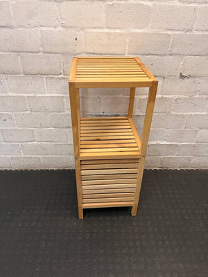 Slatted Bamboo Storage Cabinet with Open Shelving – top view