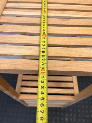 Slatted Bamboo Storage Cabinet with Open Shelving – width measurement