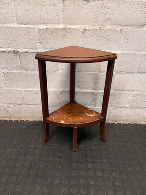 Solid Wood Tiered Corner Side Table – main front view