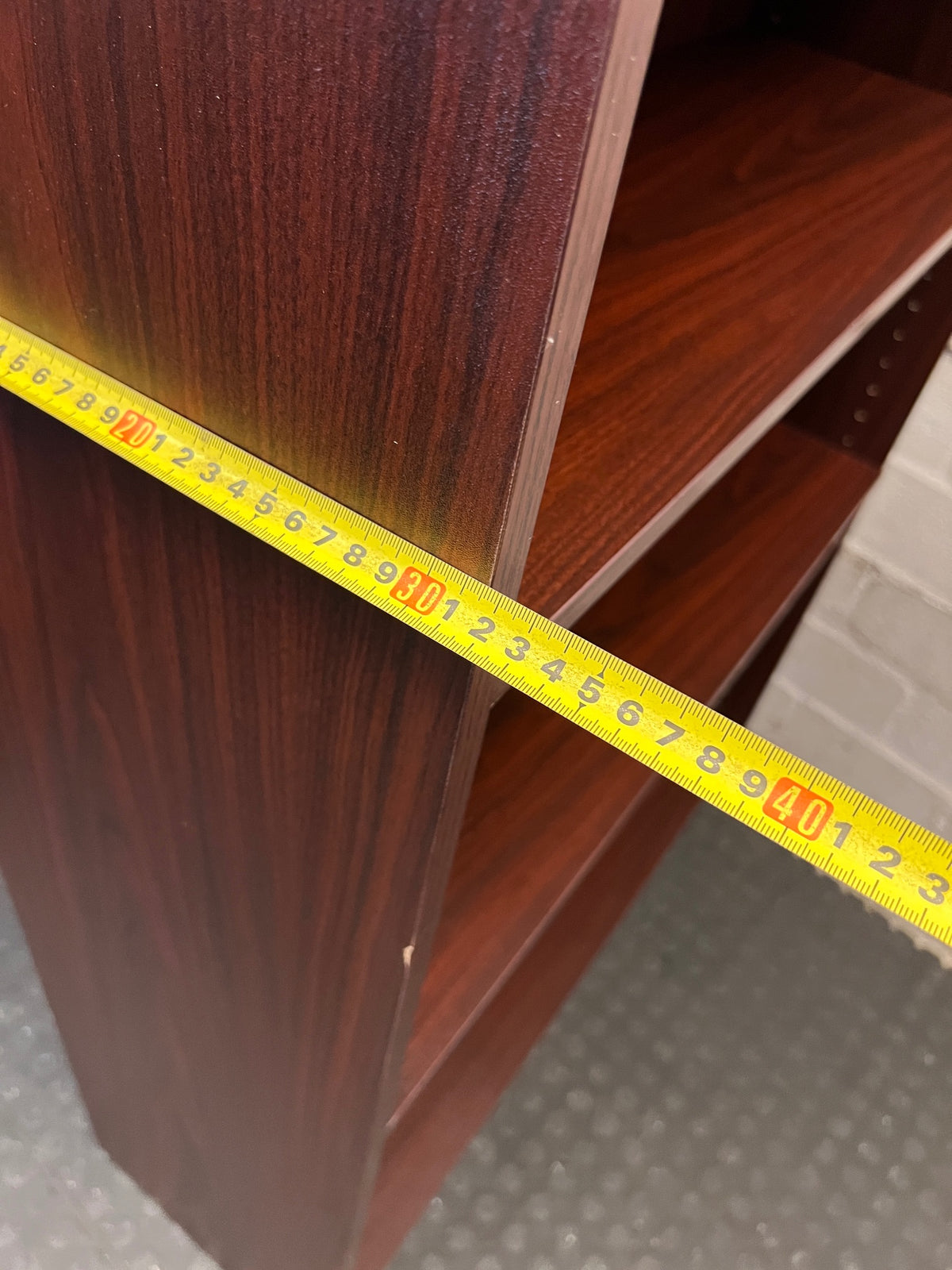 5-Tier Mahogany Finish Bookshelf – width measurement