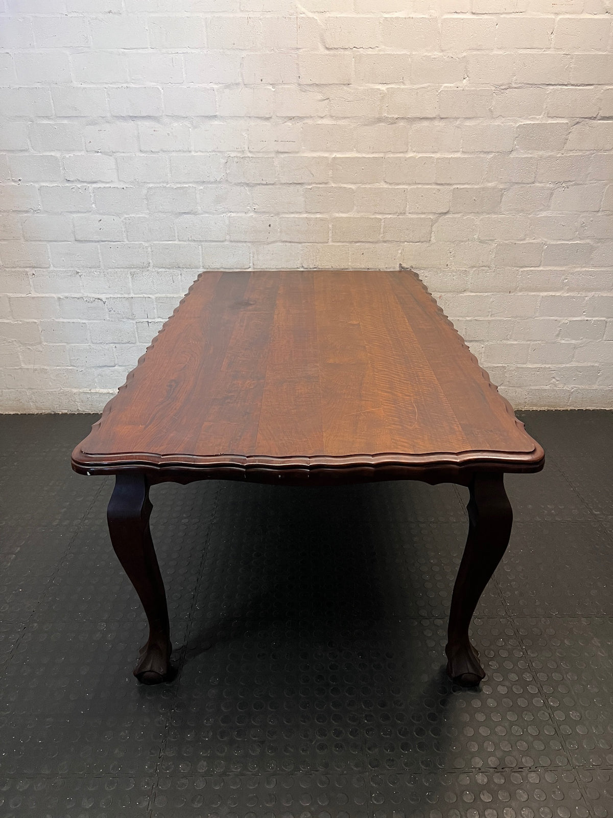 Classic Wooden Dining Table with Ball and Claw Feet – side view