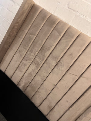 Three-Quarter Upholstered Winged Fluted Headboard – side view