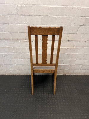 Oak Dining Chair with Barley Twist Legs and Striped Seat – condition detail